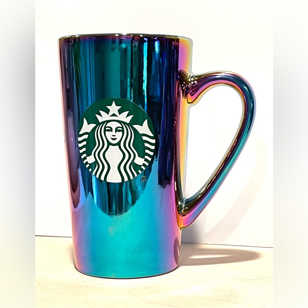 Starbucks Coffee Mug Rainbow Iridescent Holographic 2022 Holiday Collectible